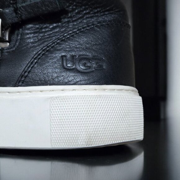 UGG Olli Black leather Women’s High Top Side Zip Sneakers Size 9.5 - Picture 8 of 14